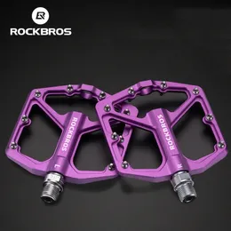 Bike Pedals ROCKBROS Bike Pedals Aluminum Alloy Anti-slip Bicycle Pedals Ultralight Sealed Bearing MTB Road Mountain Cycling Pedal 231208