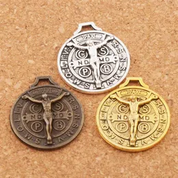 Alloy Jesus Benedict Patron Medal Crucifix Cross Charms Antique Silver Gold Bronze Pendants 24x21mm L1658 Jewelry Findings Compone208M