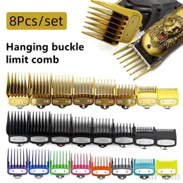 Escovas de cabelo 8pcs limite pente para parede sem fio cortador de cabelo profissional guia pente clippers guarda com metal pendurado fivela y0804 231211