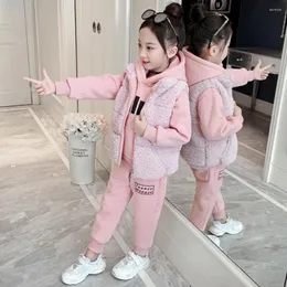 Set di abbigliamento 2023 Neonati maschi Ragazze Natale Autunno caldo gilet cappotto felpa pantaloni 3 pezzi infantili bambini tuta sportiva vestiti del bambino