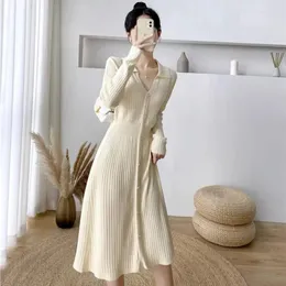 Vestidos casuais feminino retro bottoming camisola longa vestido de malha coreano casamento convidado mulher moda roupas elegante festa oferta y2k