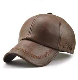 Hela herrarna Casual Pu Leather Hats Baseball Cap Golf Ball Sports Cap Autumn Winter Pu Leather Sun Hat Outdoor Justerbara CAPS F2270102