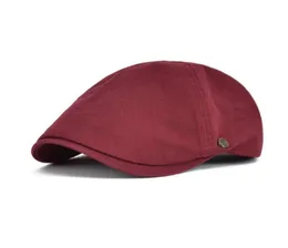 Berets VOBOOM Red Summer Cotton Flat Cap Ivy Caps Men Women Burgundy Sboy Cabbie Driver Solid Color Casual Camouflage Beret 06312865248