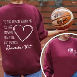 Herren-Kapuzenpullover „To The Person Behind Me“, zweiseitiges Sweatshirt, vorne und hinten, schwitzt Positivitätspullover, Selbstmordpräventionspullover