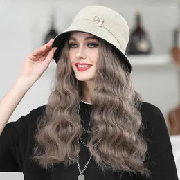 Berets Curly شعر مستعار Hat Hat Hat Women One Point Wigs Hid-Length Bucket Hats Bonnets Classic Bonnets Girls Daily Daily Bonnet