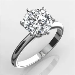 Classico lusso vero solido anello in argento sterling 925 2 ct taglio rotondo SONA diamante gioielli da sposa anelli di fidanzamento per le donne SZ 4-10 S2812