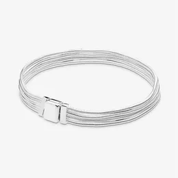 100% 925 Sterling Silver Reflexions Multi Snake Chain Armband Fit Autentic European Dangle Charm för kvinnor Fashion DIY Jewelry A244R
