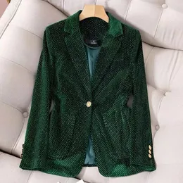 Abiti da donna Blazer in velluto con paillettes per le donne 2024 Elegante cappotto a maniche lunghe chic da ufficio da donna con bottone singolo Giacca da ballo di fine anno Top Abbigliamento