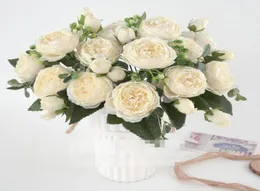 5 stora headsbukett peonies konstgjorda blommor siden peonies bukett 4 knoppblommor bröllop hem dekoration falsk pion rose blomma g6366756