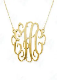 Custom Monogram Necklace Fashion Bold Statement Initial Letter Pendant Necklace GoldColor Necklace for WomenColares Femininos V4294502