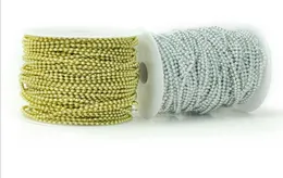 1spool 50 metre 3mm Yuvarlak Boncuklar Kaplama Silvergold Garland Zincir Trim