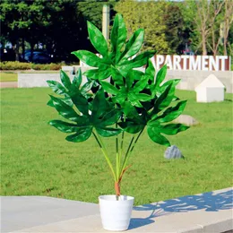 80cm 7 forquilha grande árvore tropical artificial falso ramo de planta de plástico grande palmeira verde monstera folhagem para o outono casa decor288w