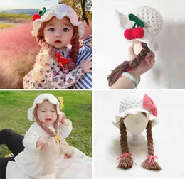 Handmade Knitted Baby Girl Wig Infant Wigs Brades Kid Crochet Hat Caps With Plaits Bebe Pography Props Headwear 16 Yrs1470081
