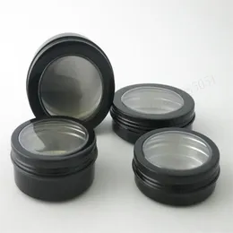 Nuovo design 12 pz / lotto 60g 80G 100g 150G Astucci per trucco in vaso di alluminio vuoto Vasetti per campioni Contenitore di latta di metallo nero per cosmetici3299