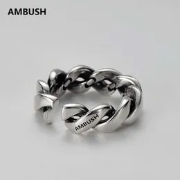 매복 반지 ABS Ambush Fried Dough Twists 요소 링 925 Sterling Silver Worn Woven Jumpy 힙합 링 패션 손가락