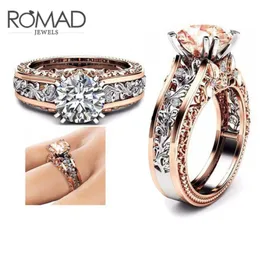 Taille 5 à 12 anneaux de mariage pour femmes en acier inoxydable Champagne rond breloque en Zircon hommes bague 2018 nouveaux bijoux de fiançailles masculins G54407443