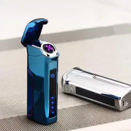 2023 Dual Arc Pulse USB Ricarica Touch Sensing Accendino portatile antivento in metallo elettrico senza fiamma regalo di sigari per gli uomini