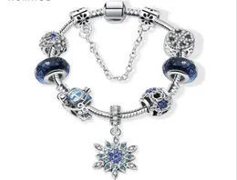 Charm pärlor passar för smycken 925 silverarmband snöflinga hänge armband blå himmel pumpa vagn charms diy smycken med presentlåda9861170