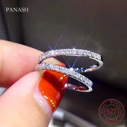 Original Silver 925 Ring 2mm Micro Zircon Finger Stacking Rings Engagement Wedding Band Dainty Gift for Women JZ002280B