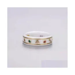 Anelli di coppia Nuovo stile Giada bianca Moda Cluster di ceramica nera Anelli Bague per uomo e donna Amante dei gioielli di fidanzamento Consegna di goccia Dhlxp