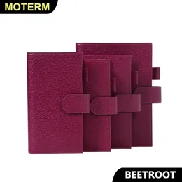 Anteckningar Moterm Firm Pebbled Grain Leather Beetroot Color äkta Cowhide Planner Rings Notebook Cover Diary Agenda Organizer Journey 231212