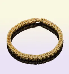 Bracciale Hip Hop da 7 pollici 8 pollici Men039s Lega di stagno Oro Argento Ghiacciato Strass Cristallo 1 fila Bracciale da tennis a catena Drop 2548883