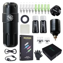 Kit pistole per tatuaggi Kit macchina Dragonhawk Penna completa Wireless di tipo C Carica rapidamente la batteria Set di inchiostri Forniture 231211