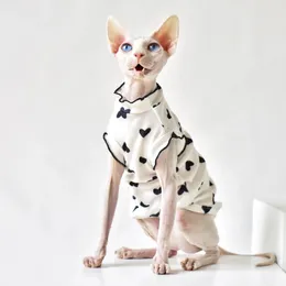 Kostiumy kota Summer Sphynx Cat Pet Ubranie Śliczne bawełniane kocięta koszula do sfinksów oddychające koty CAMISOL Soft Devon Rex Soft Obranie 231212