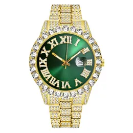 Reloj de pulsera para Hombre con diamantes de oro de 18 quilates tendencia Hip Hop Top helado resistente al agua Reloj de pulsera para Hombre 227D