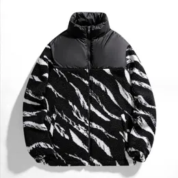 Herrjackor Autumn Winter Spring Thicked Lamb Wool Jacket fleece Varma rockar Zebra randig färg Matchande bomullskläder