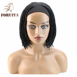 Synthetic Wigs Headband Small Braid Wig European and American Women's Curly Chemical Fiber Head Cover African Drawstring Short Hair 231211