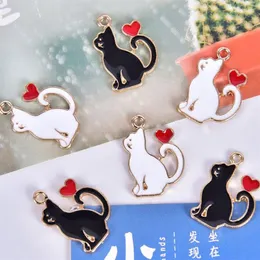 20pcs Classics Lucky Cat 에나멜 매력 크래프트 금속 동물 키티 매력 키 체인을위한 DIY 주얼리 제작 수제 Craft206b