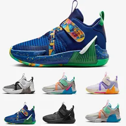 Çocuk Ayakkabıları LeBronlar 7 Küçük Çocuk Ayakkabıları Hafif Nefes Alabaç Sabahları Siyah Antrasit Elastik Danteller Kayış Derin Kraliyet Mavi Oyunu Kraliyet Basketbol Ayakkabıları