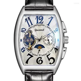 Orologi da polso Frank Stesso design Orologio meccanico Tourbillon in pelle in edizione limitata Muller Uomo Tonneau Top Regalo maschile2860