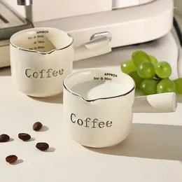 Cups Saucers 3oz/90ml Ceramic Measuring Espresso Extraction Cup Transfer Milk With Scale Kitchen Tools Home Coffee Mugs