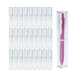 25 unidades de caixa de lápis de acrílico transparente conjunto de caixa de armazenamento de caneta de plástico vazio