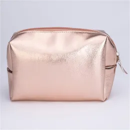 Mulheres Bolsa Cosmética Bolsa de Maquiagem Pink Gold Zipper Maquiagem Bolsa Bolsa Bolsa de Caice