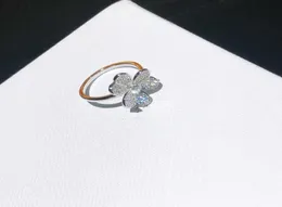 Pure 925 srebrna biżuteria dla kobiet Camellia Flower Rings CZ Diamond Pierinki