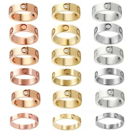 Moda de luxo anéis de diamante designer jóias auto amor anel rosa ouro parafuso aço inoxidável 3 diamantes anéis de noivado masculino para 2794