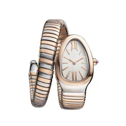 Orologi da donna Orologio 32 mm in acciaio inossidabile a doppia carica a forma di serpente, movimento al quarzo importato, cinturino a molla, bracciale piccolo, consegna a goccia Dhaf7