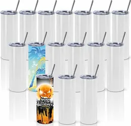 US/CA 2 Days Delivery Stocked 20oz Sublimation Tumblers 20oz Hot And Cold Double Wall Stainless Steel Mugs With Palstic Lid And Straw 1212