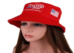 Bordado Donald Trump 2020 Bucket dobrável Papai Chapéu Mulheres ao ar livre Pesca de algodão Captura de caça a homens SUN2819039