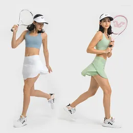 شورتات شورتات يوجا تنورة التنس بدلة فائقة الصالة الرياضية التنانير الرياضية اللياقة البدنية