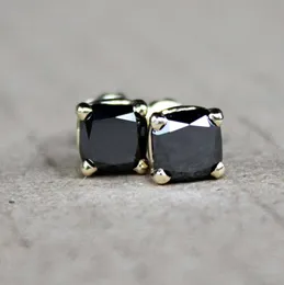 Orecchini a bottone in oro nero con taglio cuscino da 2,00 ct, orecchini con diamanti Orecchini a bottone con veri diamanti