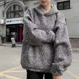 Fashion Designer Woven Hoodies with Hat Couple's Sweatshirts with Weaving Texture Warm Pullover 25704