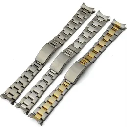 13mm 17mm 20mm Per Rolex Orologio da uomo e da donna Cintura per orologio Nuovo argento o oro Estremità curva Solid SS Watch Band strap262f