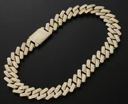 Men Hip Hop Necklace Cuban Link Chain 1618202224inch Cubic Zirconia Stone Designer Necklaces Mens 789inch Bracelets 14K Gold1729192077467