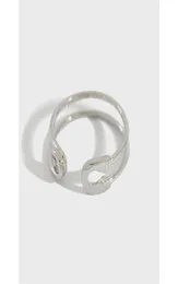 100 Pure 925 Sterling Silver Pin Shape Ring Hollow彫刻調整可能なリングパンクヤングファインジュエリー女子YMR82327522388351