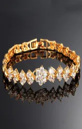 أساور زهور Diamante شفافة Zircon 18k الذهب العصري الكلاسيكي الملحقات النساء روابط سلسلة سوار السحر ICED OU5214277