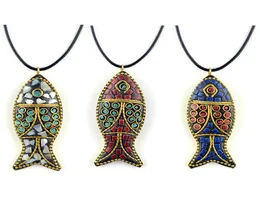 Pretty necklaces fashion evade fish ethnic necklacestones vintage plate Nepal jewelryhandmade sanwoods vintage bodhi pendants ne2677254